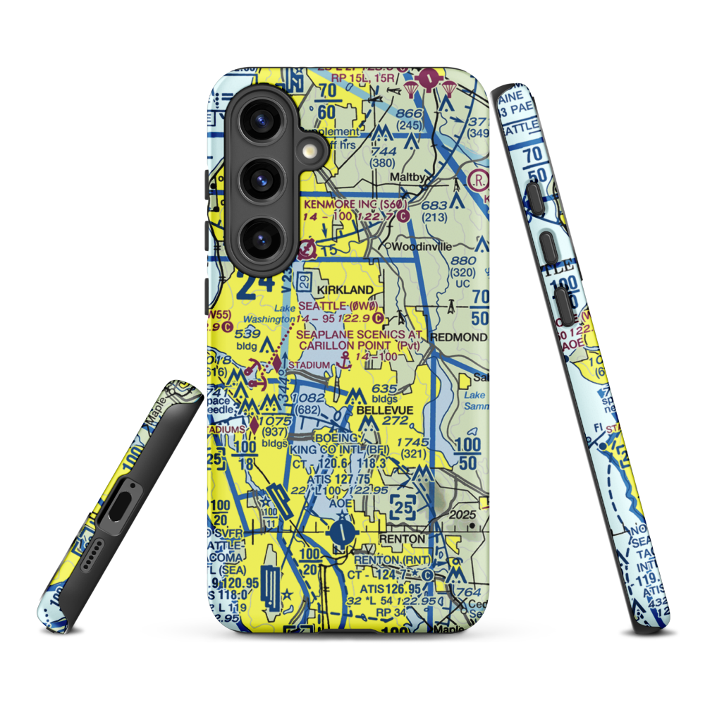 Seaplane Scenics at Carillon Point Seaplane Base (WA32) VFR Sectional Samsung Phone Case Samsung Galaxy S24 Plus model shown