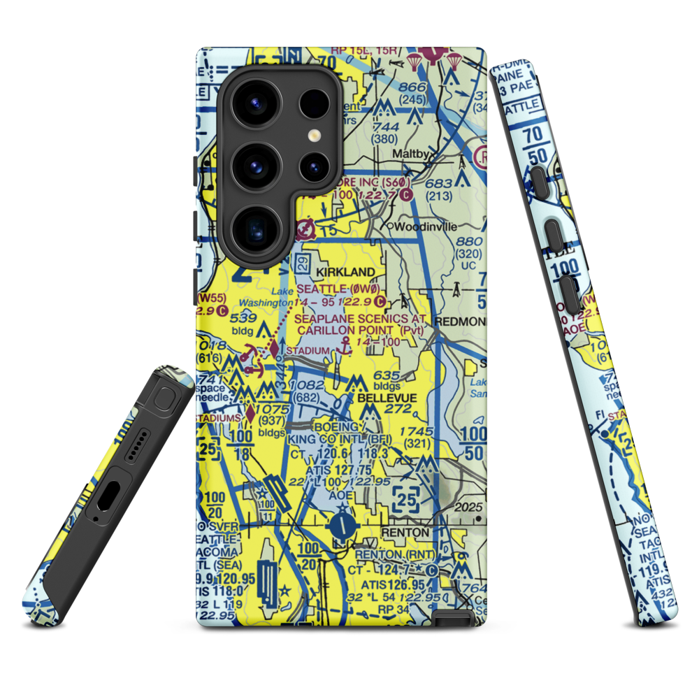 Seaplane Scenics at Carillon Point Seaplane Base (WA32) VFR Sectional Samsung Phone Case Samsung Galaxy S24 Ultra model shown