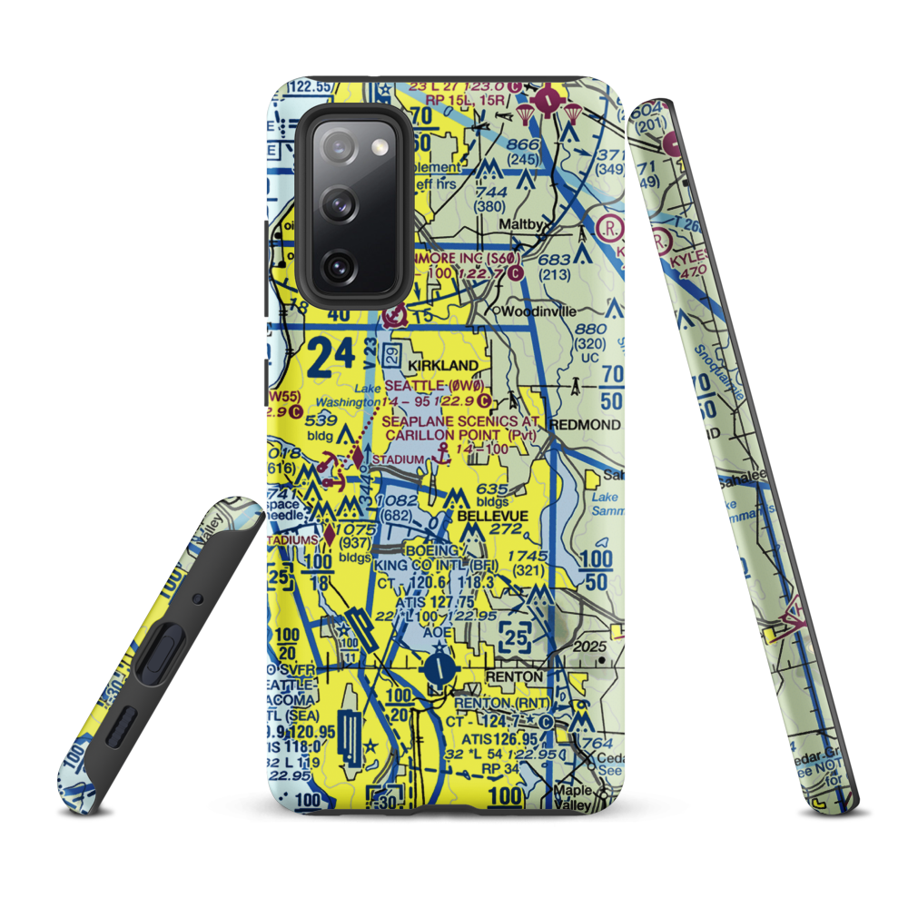 Seaplane Scenics at Carillon Point Seaplane Base (WA32) VFR Sectional Samsung Phone Case Samsung Galaxy S20 FE model shown