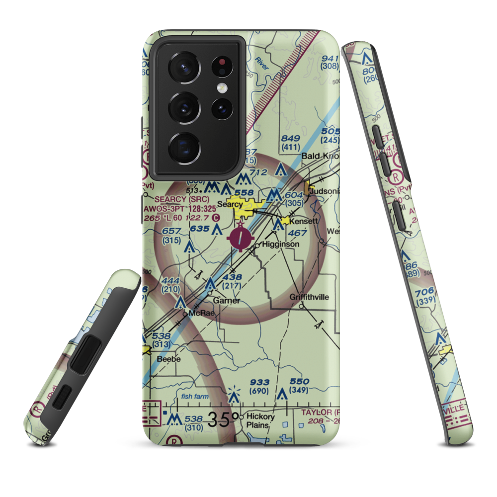 Searcy Municipal Airport (SRC) VFR Sectional Samsung Phone Case Samsung Galaxy S21 Ultra model shown