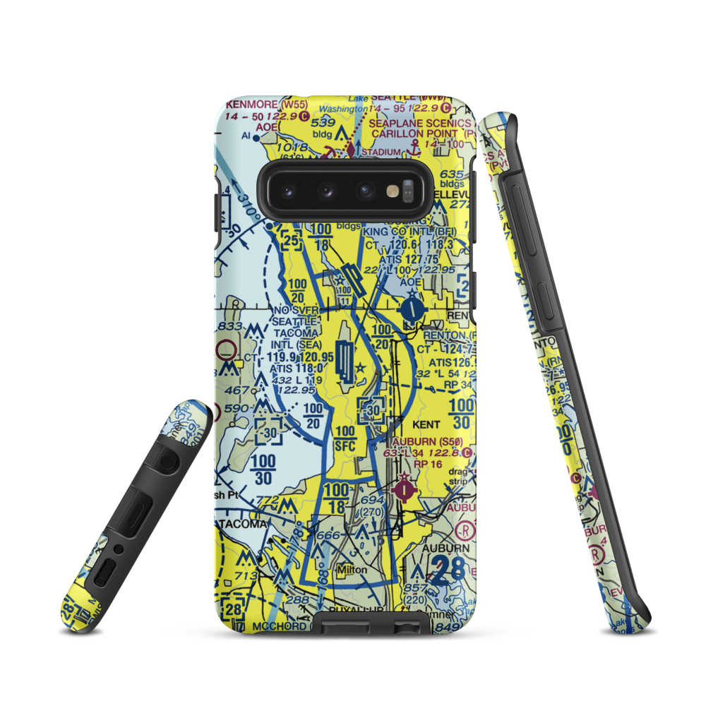 Seattle Tacoma International Airport (SEA) VFR Sectional Samsung Phone Case Samsung Galaxy S10 model shown