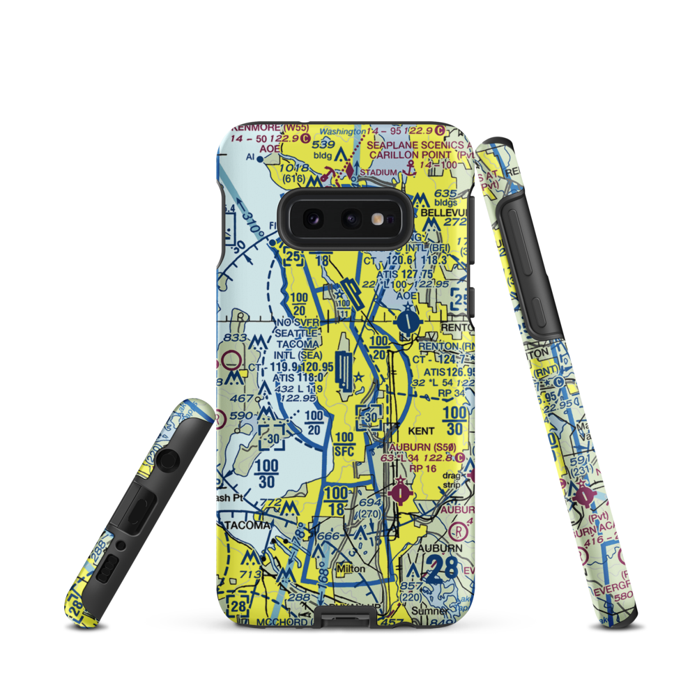 Seattle Tacoma International Airport (SEA) VFR Sectional Samsung Phone Case Samsung Galaxy S10e model shown