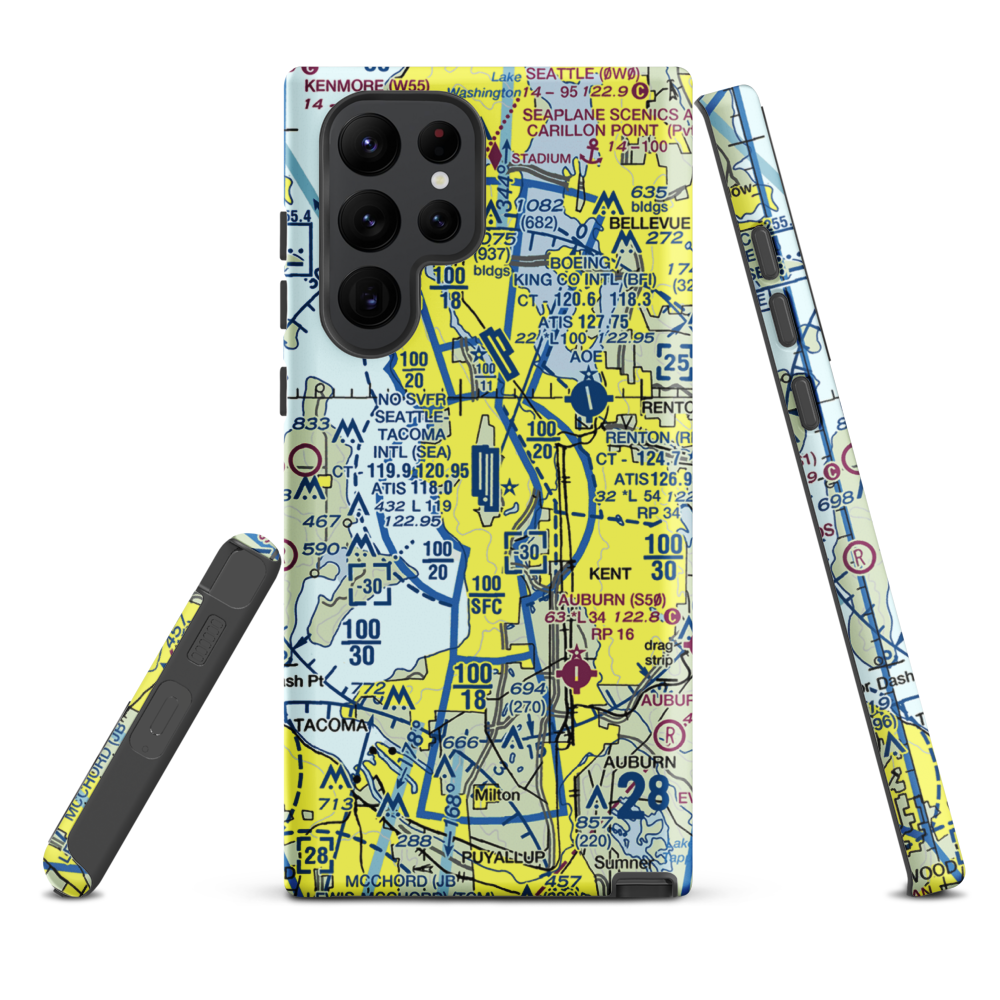 Seattle Tacoma International Airport (SEA) VFR Sectional Samsung Phone Case Samsung Galaxy S22 Ultra model shown