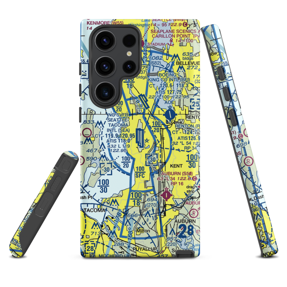 Seattle Tacoma International Airport (SEA) VFR Sectional Samsung Phone Case Samsung Galaxy S23 Ultra model shown