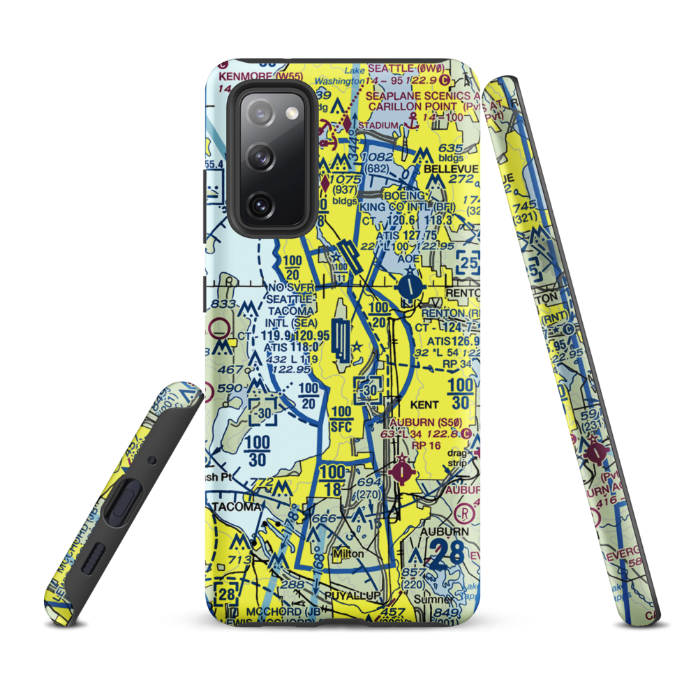 Seattle Tacoma International Airport (SEA) VFR Sectional Samsung Phone Case Samsung Galaxy S20 FE model shown