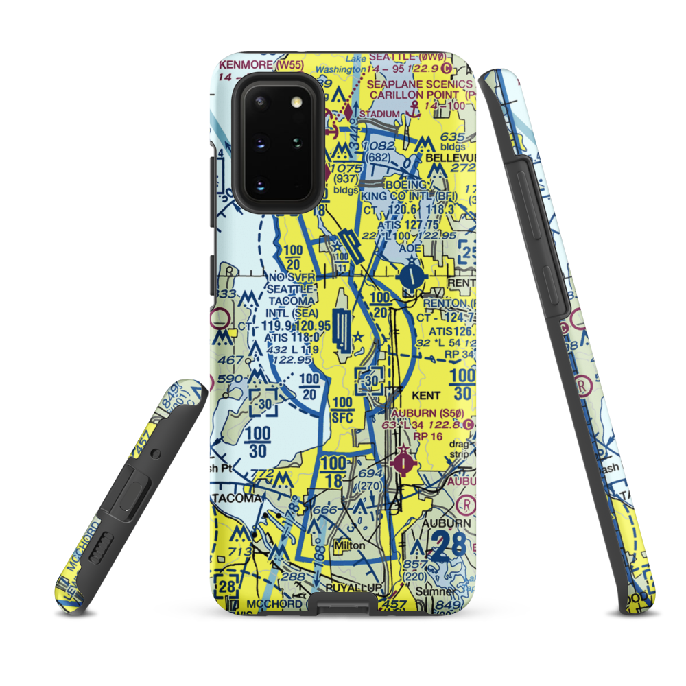 Seattle Tacoma International Airport (SEA) VFR Sectional Samsung Phone Case Samsung Galaxy S20 Plus model shown