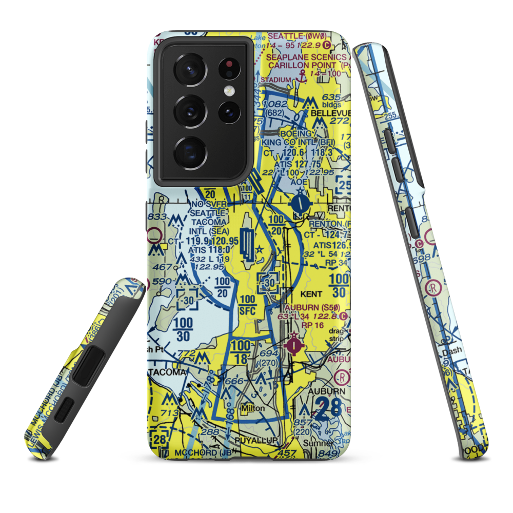 Seattle Tacoma International Airport (SEA) VFR Sectional Samsung Phone Case Samsung Galaxy S21 Ultra model shown
