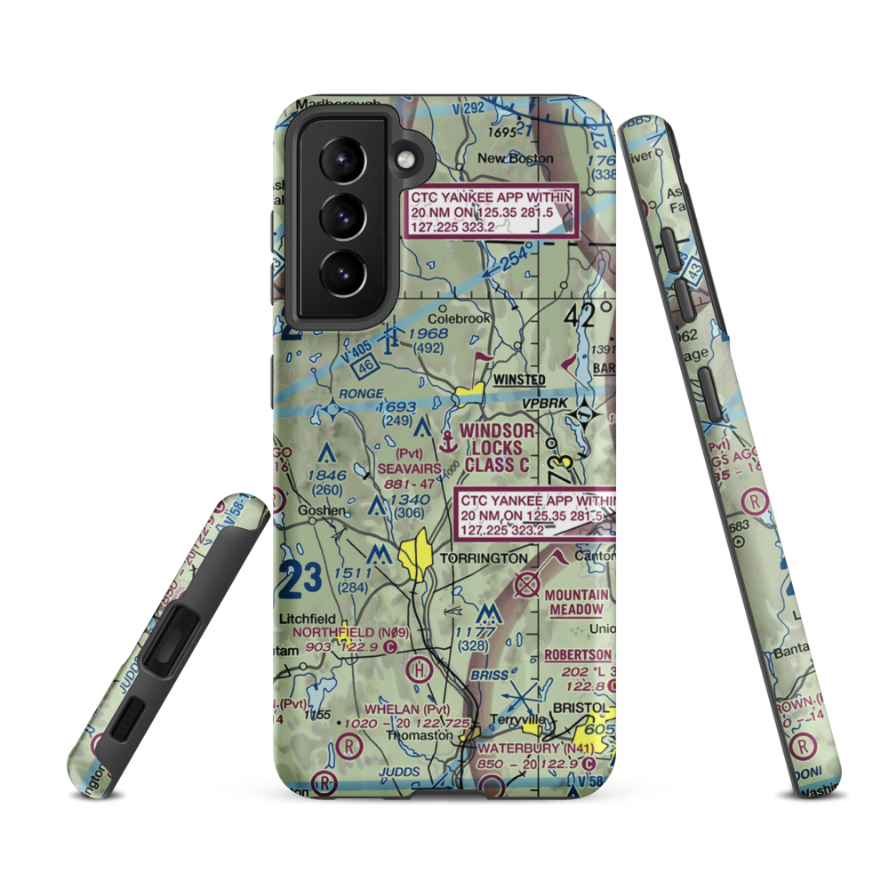 Seavair's Landing Seaplane Base (08CT) VFR Sectional Samsung Phone Case Samsung Galaxy S21 FE model shown