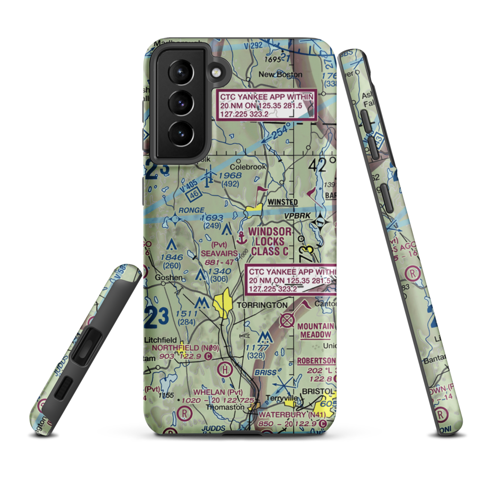 Seavair's Landing Seaplane Base (08CT) VFR Sectional Samsung Phone Case Samsung Galaxy S21 Plus model shown
