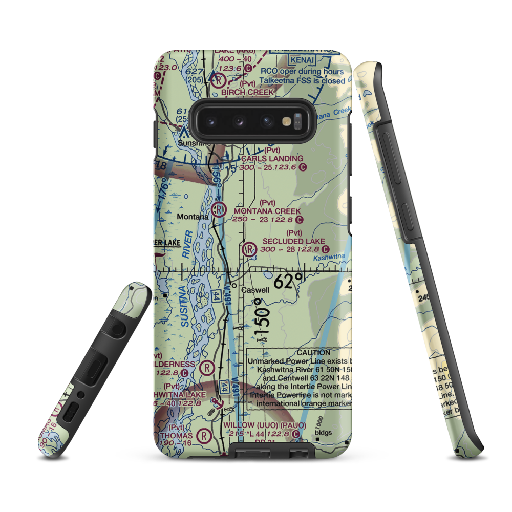 Secluded Lake Airport (49AK) VFR Sectional Samsung Phone Case Samsung Galaxy S10 Plus model shown