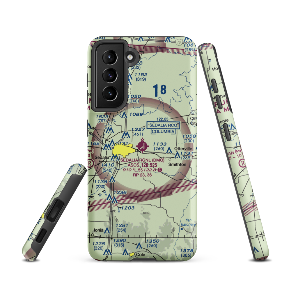 Sedalia Memorial Airport (DMO) VFR Sectional Samsung Phone Case Samsung Galaxy S21 model shown