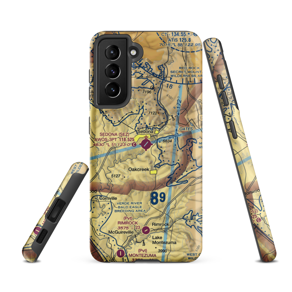 Sedona Airport (SEZ) VFR Sectional Samsung Phone Case Samsung Galaxy S21 FE model shown
