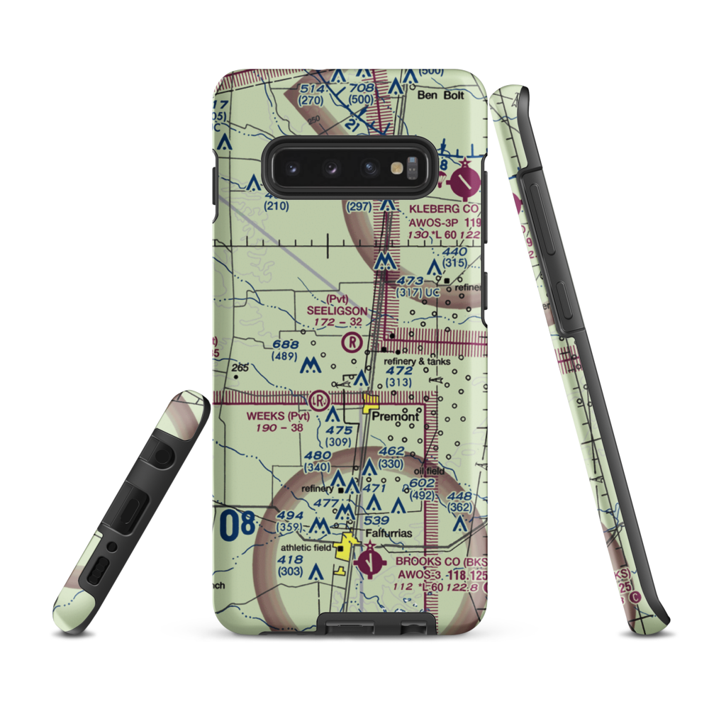 Seeligson Ranch Airport (XS51) VFR Sectional Samsung Phone Case Samsung Galaxy S10e model shown