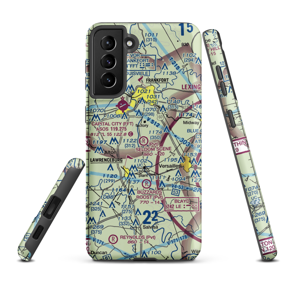 Seldom Scene Airport (2KY8) VFR Sectional Samsung Phone Case Samsung Galaxy S21 Plus model shown
