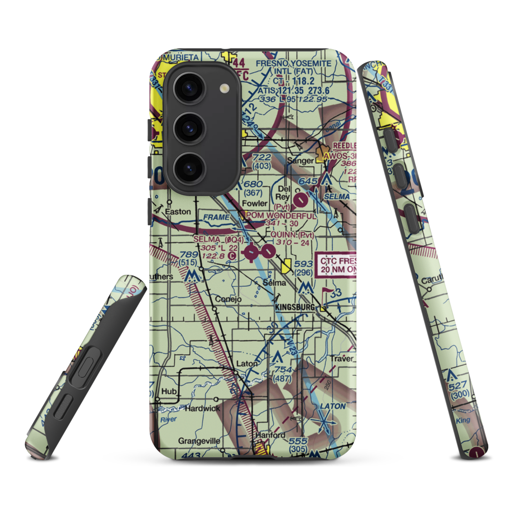 Selma Airport (0Q4) VFR Sectional Samsung Phone Case Samsung Galaxy S23 Plus model shown