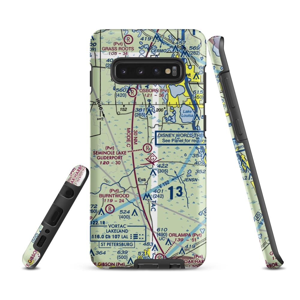 Seminole Lake Gliderport (6FL0) VFR Sectional Samsung Phone Case Samsung Galaxy S10 Plus model shown