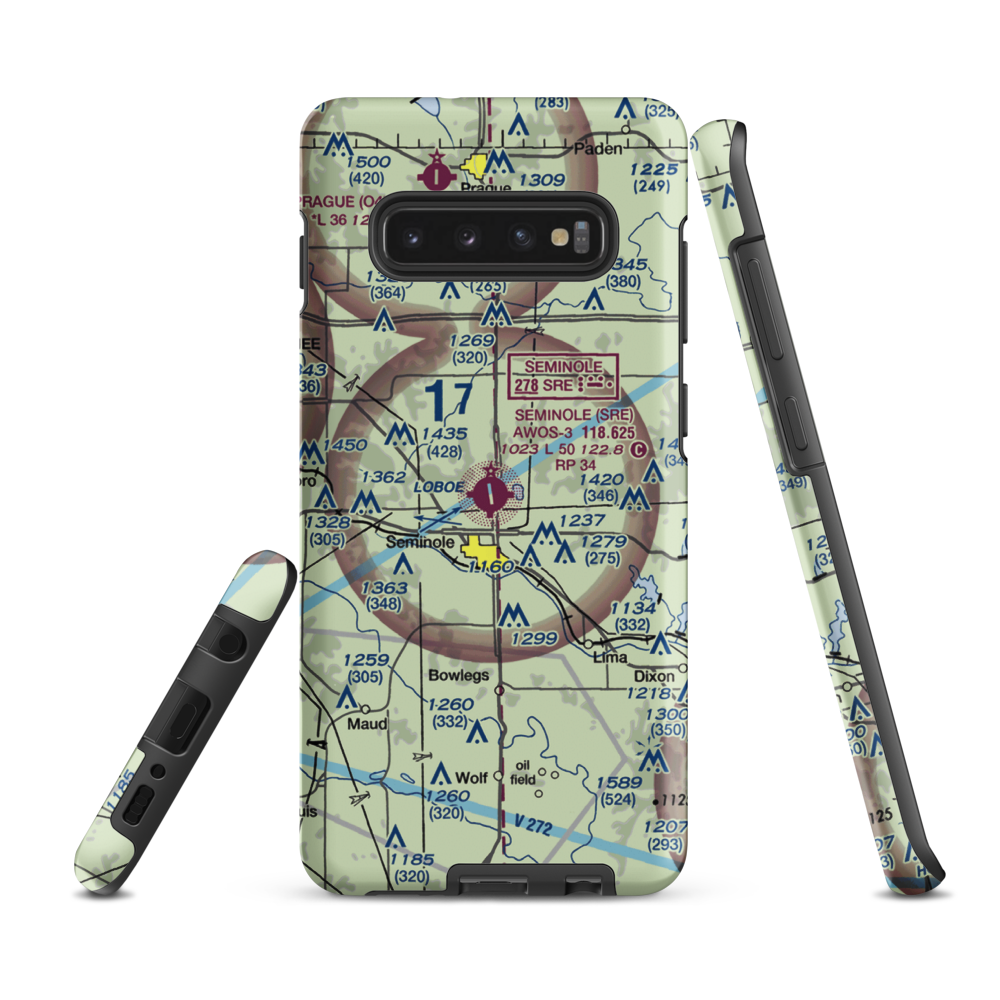 Seminole Municipal Airport (SRE) VFR Sectional Samsung Phone Case Samsung Galaxy S10 Plus model shown