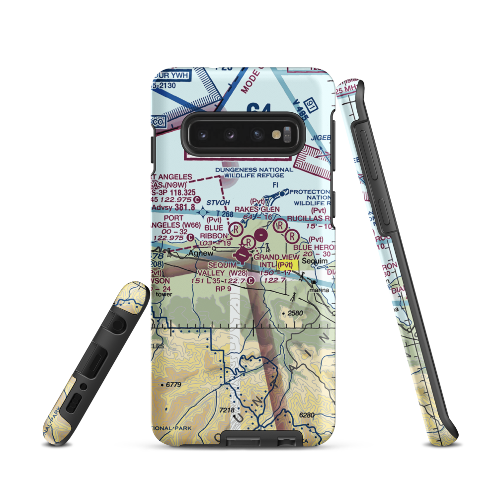 Sequim Valley Airport (W28) VFR Sectional Samsung Phone Case Samsung Galaxy S10 model shown