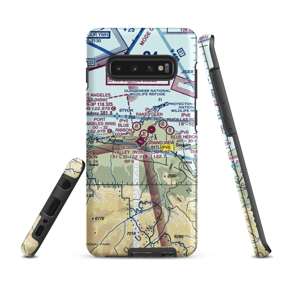 Sequim Valley Airport (W28) VFR Sectional Samsung Phone Case Samsung Galaxy S10e model shown