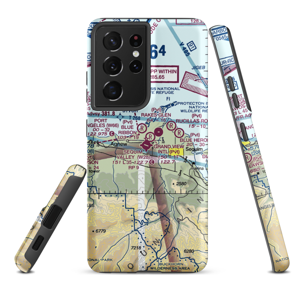 Sequim Valley Airport (W28) VFR Sectional Samsung Phone Case Samsung Galaxy S21 Ultra model shown