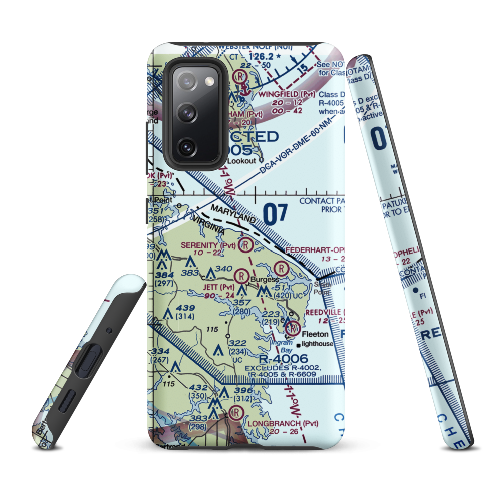 Serenity Farm Airport (3VG3) VFR Sectional Samsung Phone Case Samsung Galaxy S20 FE model shown
