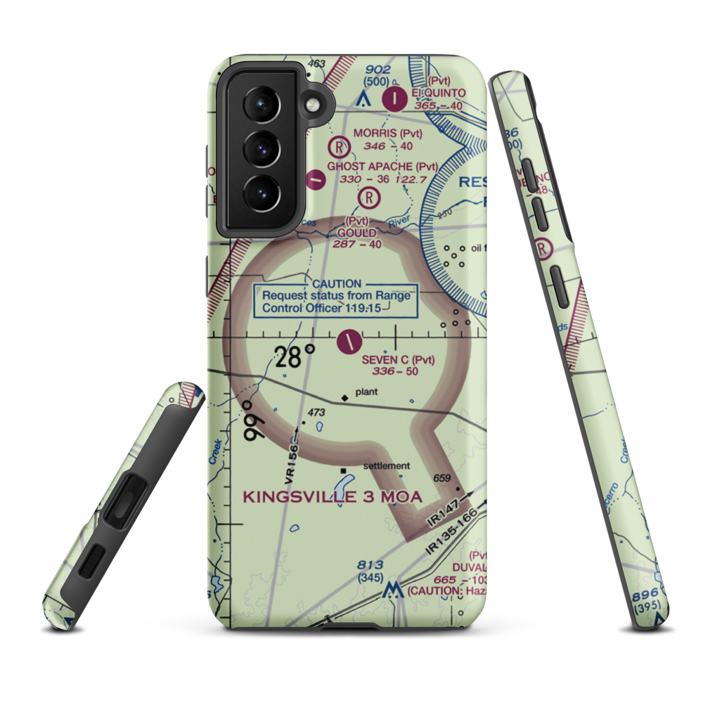 Seven C's Ranch Airport (0XA4) VFR Sectional Samsung Phone Case Samsung Galaxy S21 Plus model shown