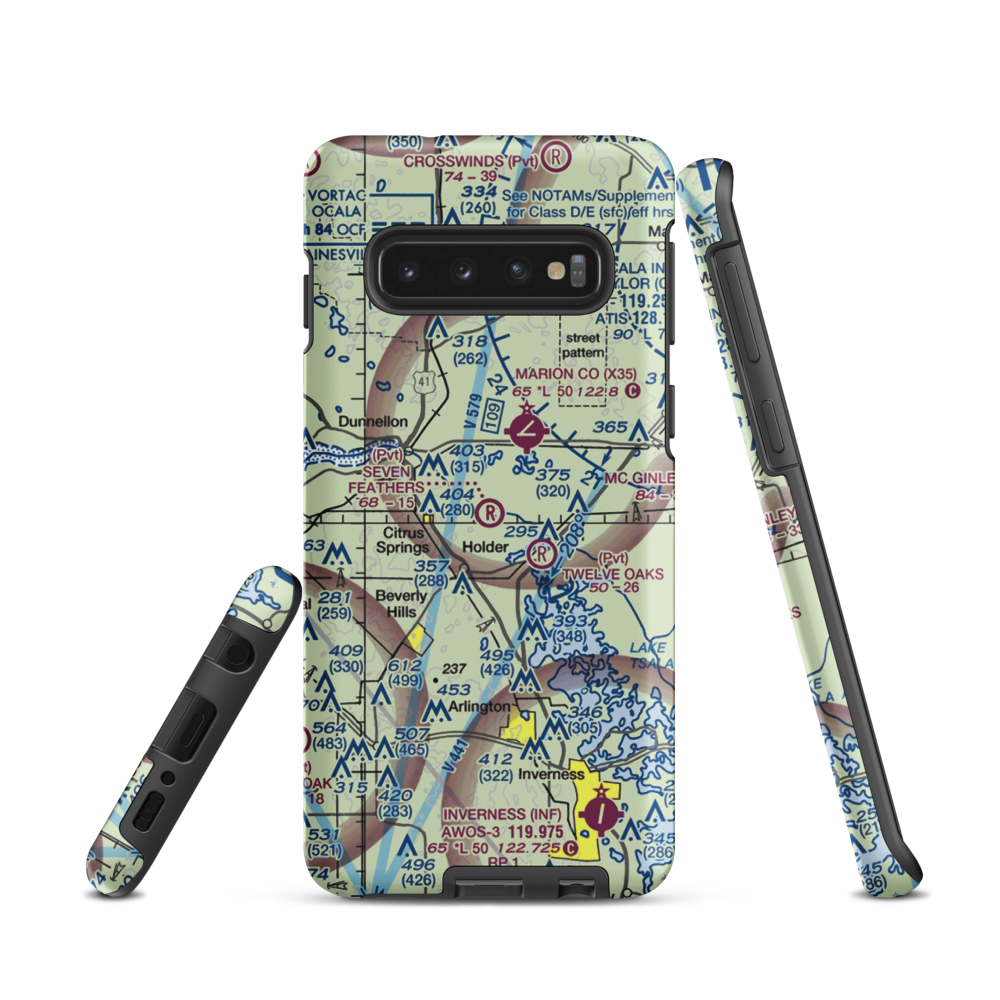 Seven Feathers Airport (10FD) VFR Sectional Samsung Phone Case Samsung Galaxy S10 model shown