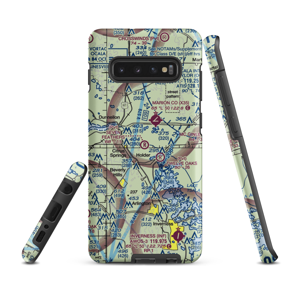 Seven Feathers Airport (10FD) VFR Sectional Samsung Phone Case Samsung Galaxy S10e model shown