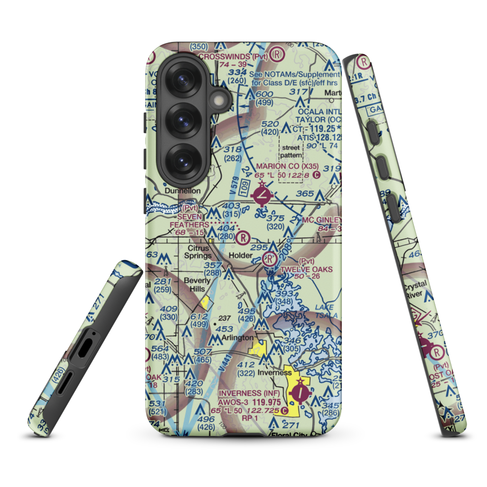 Seven Feathers Airport (10FD) VFR Sectional Samsung Phone Case Samsung Galaxy S25 Plus model shown