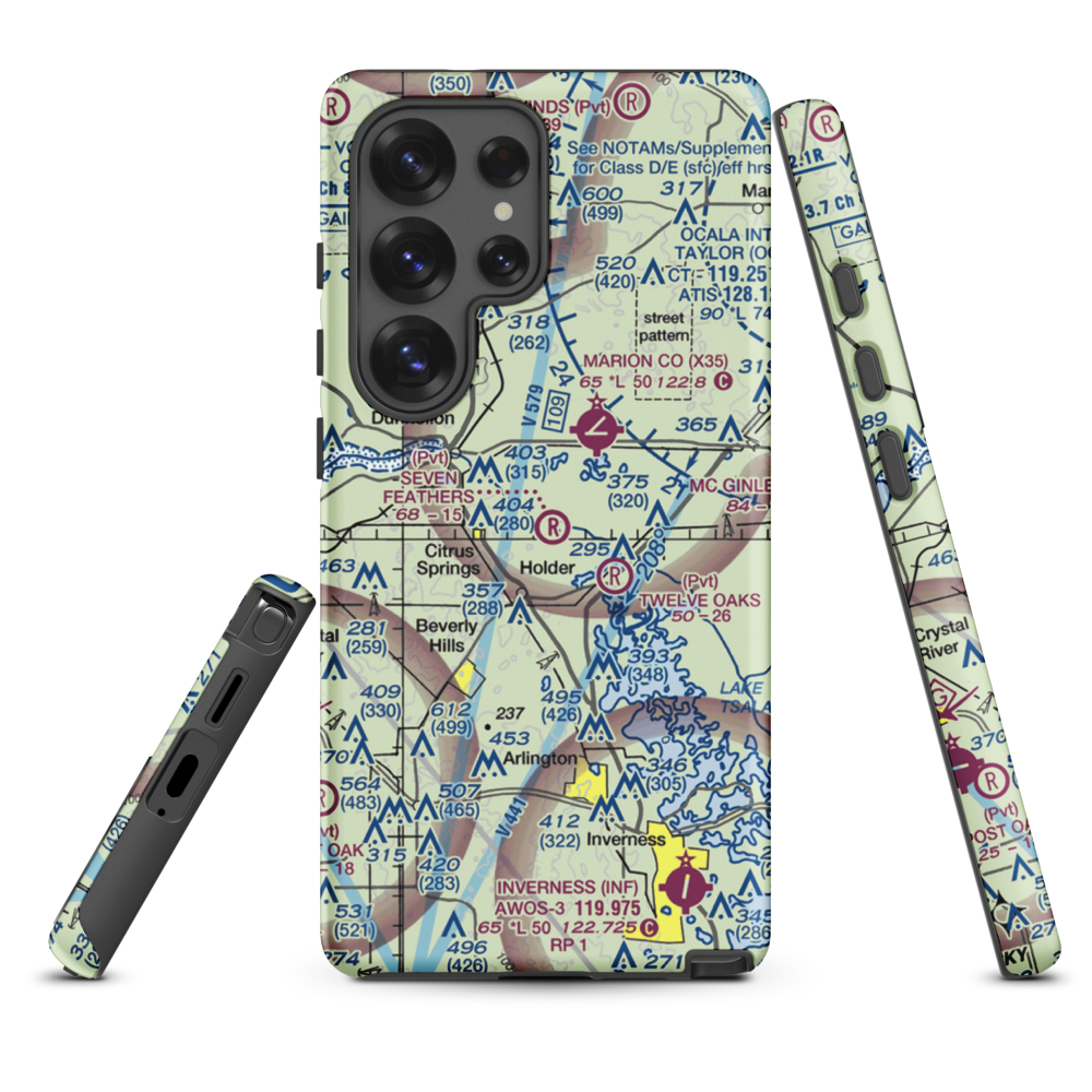 Seven Feathers Airport (10FD) VFR Sectional Samsung Phone Case Samsung Galaxy S25 Ultra model shown