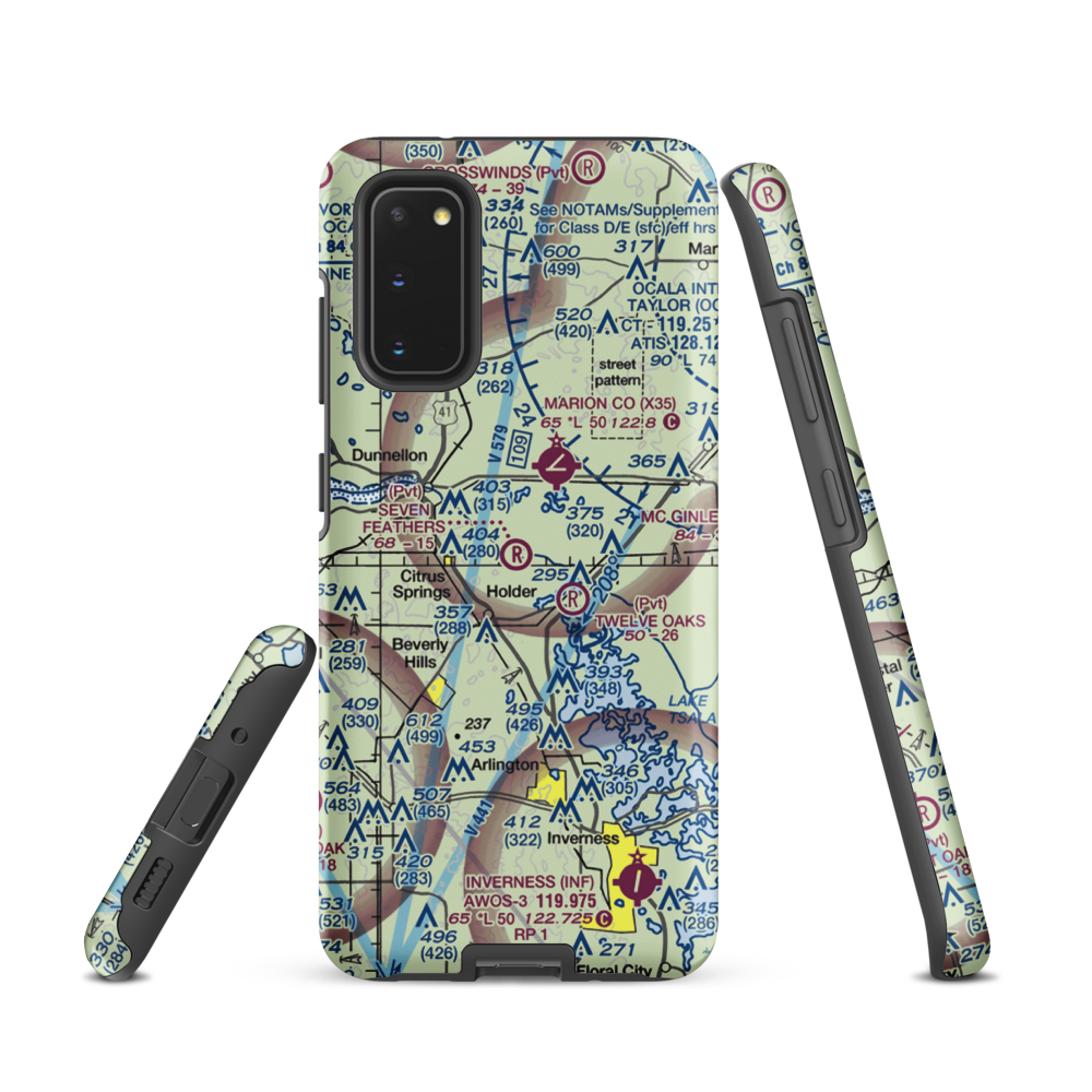 Seven Feathers Airport (10FD) VFR Sectional Samsung Phone Case Samsung Galaxy S20 model shown
