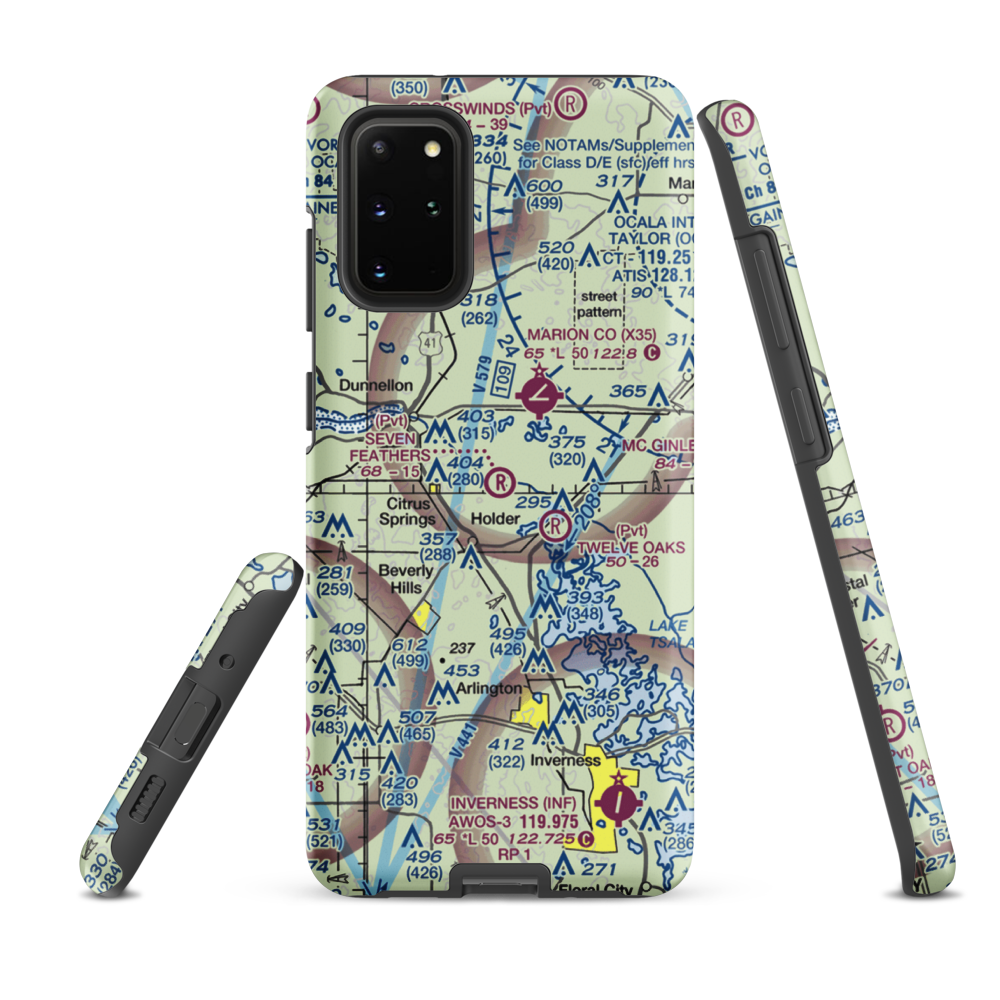 Seven Feathers Airport (10FD) VFR Sectional Samsung Phone Case Samsung Galaxy S20 Plus model shown