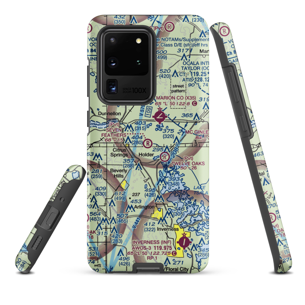 Seven Feathers Airport (10FD) VFR Sectional Samsung Phone Case Samsung Galaxy S20 Ultra model shown