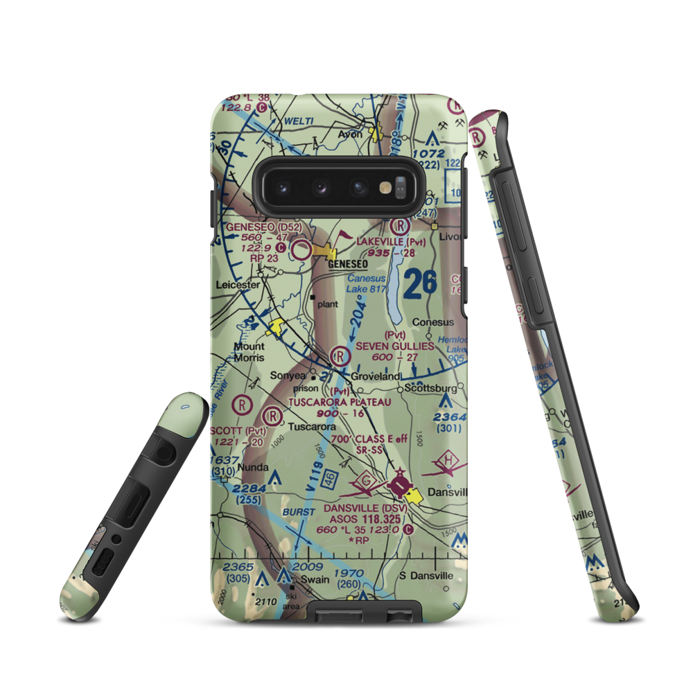 Seven Gullies Airport (0NK3) VFR Sectional Samsung Phone Case Samsung Galaxy S10 model shown