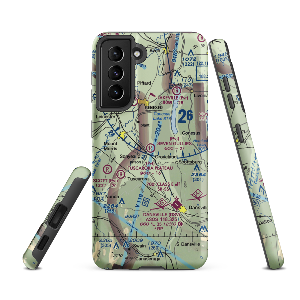 Seven Gullies Airport (0NK3) VFR Sectional Samsung Phone Case Samsung Galaxy S21 FE model shown