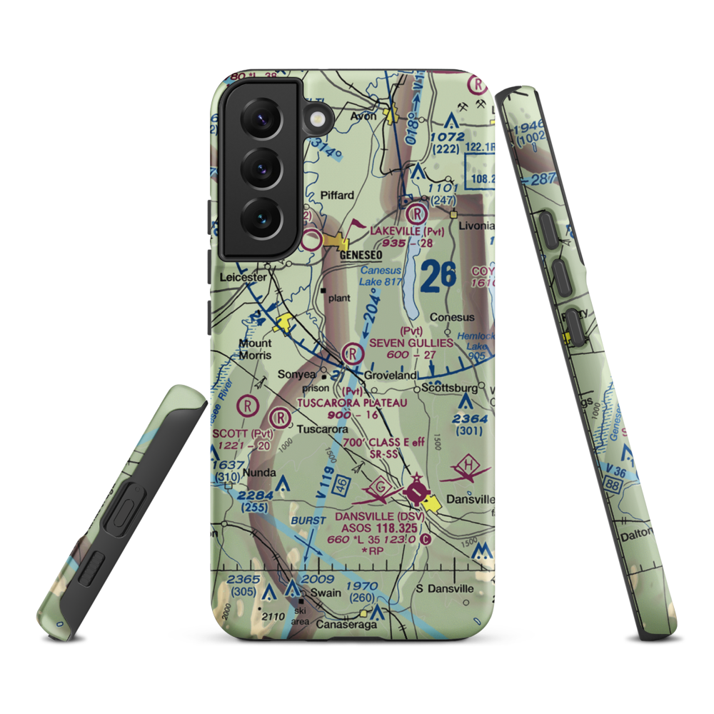 Seven Gullies Airport (0NK3) VFR Sectional Samsung Phone Case Samsung Galaxy S22 Plus model shown