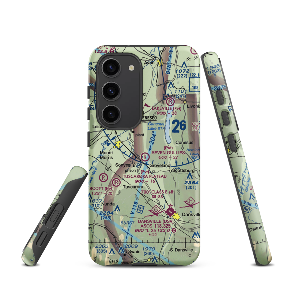 Seven Gullies Airport (0NK3) VFR Sectional Samsung Phone Case Samsung Galaxy S23 model shown
