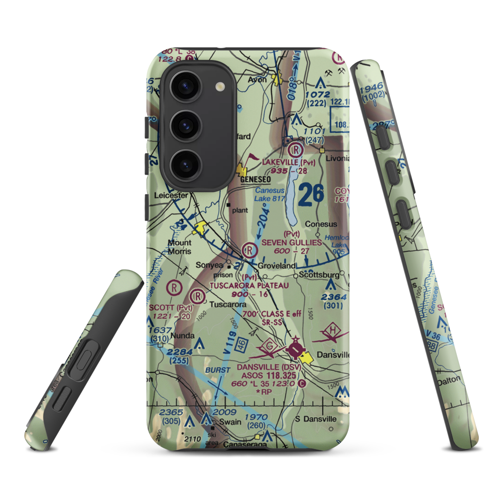 Seven Gullies Airport (0NK3) VFR Sectional Samsung Phone Case Samsung Galaxy S23 Plus model shown