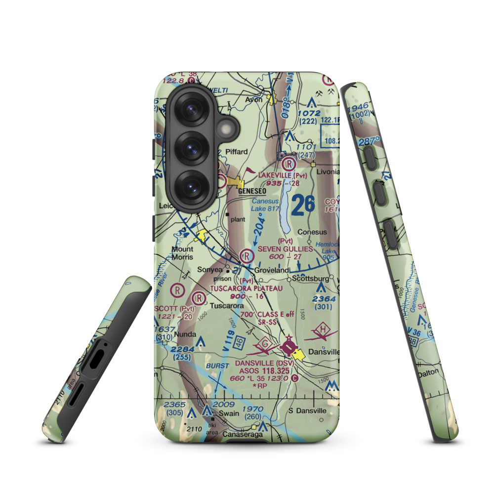 Seven Gullies Airport (0NK3) VFR Sectional Samsung Phone Case Samsung Galaxy S25 model shown