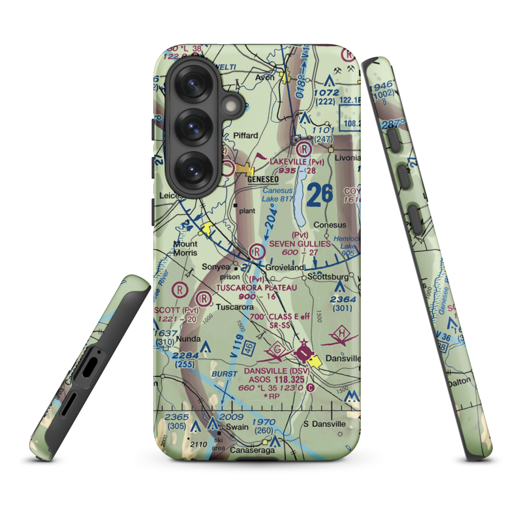 Seven Gullies Airport (0NK3) VFR Sectional Samsung Phone Case Samsung Galaxy S25 Plus model shown