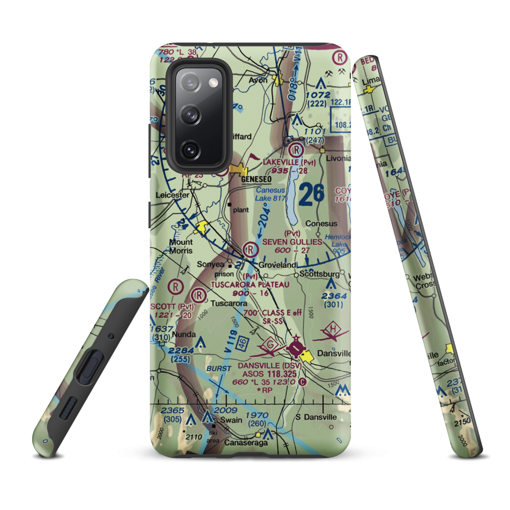 Seven Gullies Airport (0NK3) VFR Sectional Samsung Phone Case Samsung Galaxy S20 FE model shown