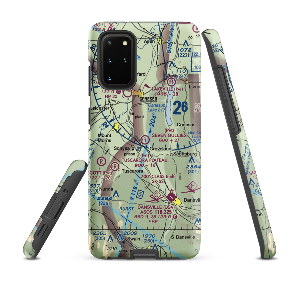 Seven Gullies Airport (0NK3) VFR Sectional Samsung Phone Case Samsung Galaxy S20 Plus model shown