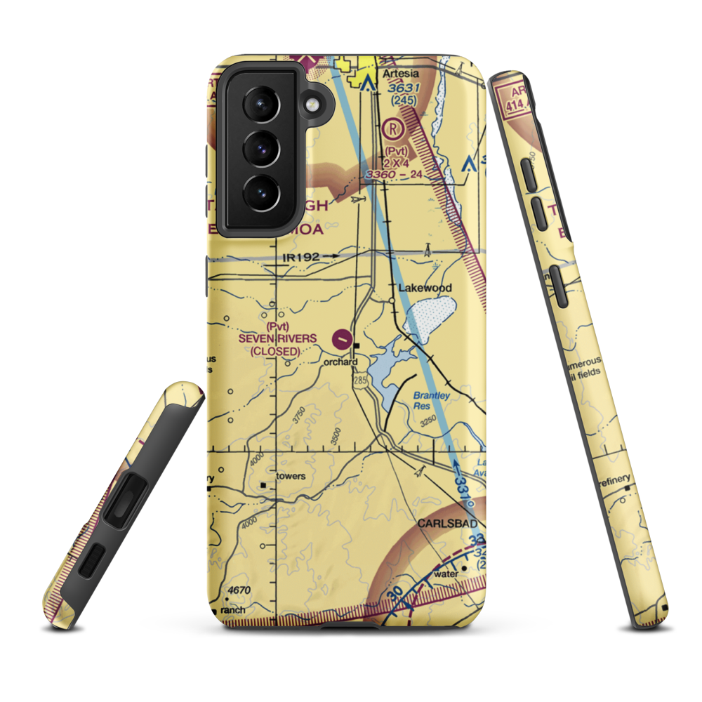 Seven Rivers Airport (62NM) VFR Sectional Samsung Phone Case Samsung Galaxy S21 FE model shown