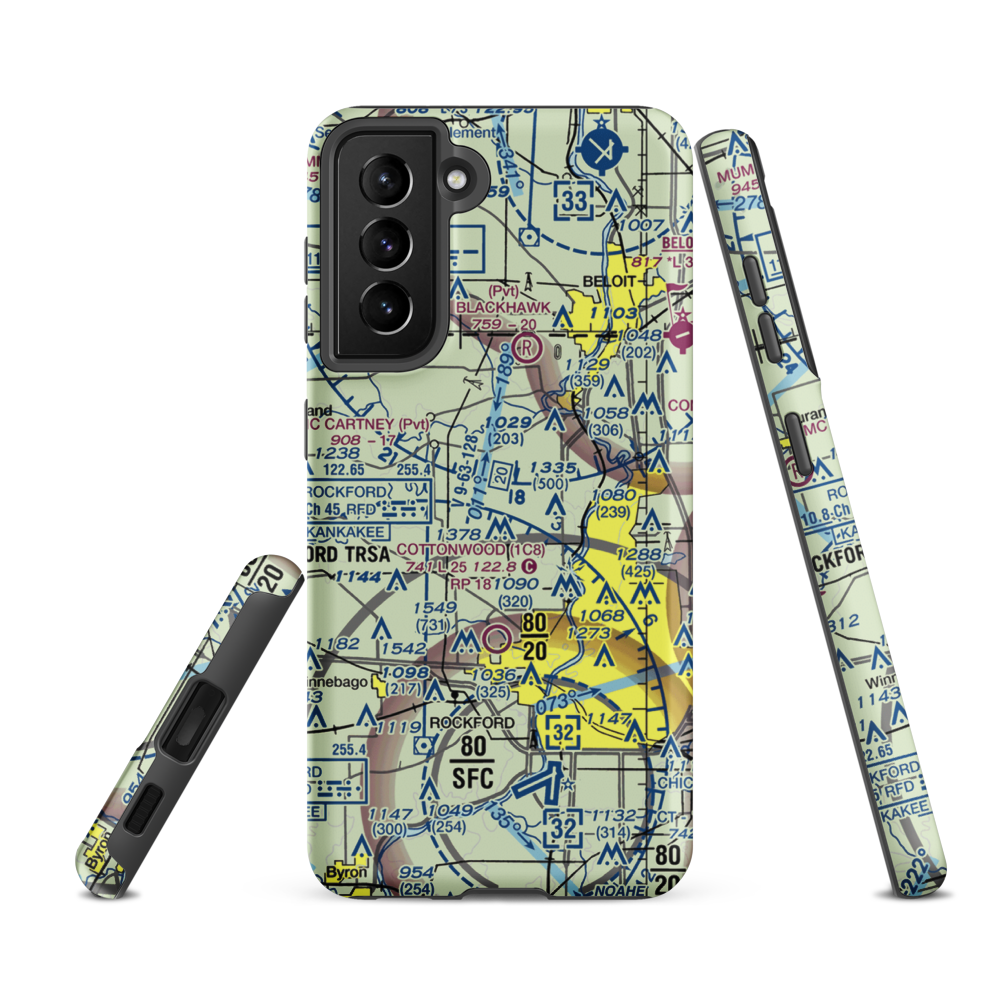 Severson Airport (LL79) VFR Sectional Samsung Phone Case Samsung Galaxy S21 FE model shown