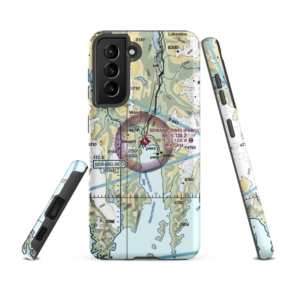 Seward Airport (SWD) VFR Sectional Samsung Phone Case Samsung Galaxy S21 Ultra model shown
