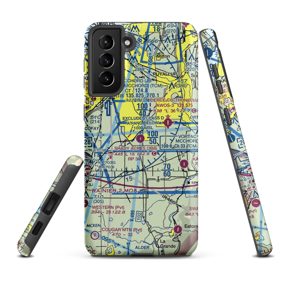 Shady Acres Airport (3B8) VFR Sectional Samsung Phone Case Samsung Galaxy S21 Plus model shown