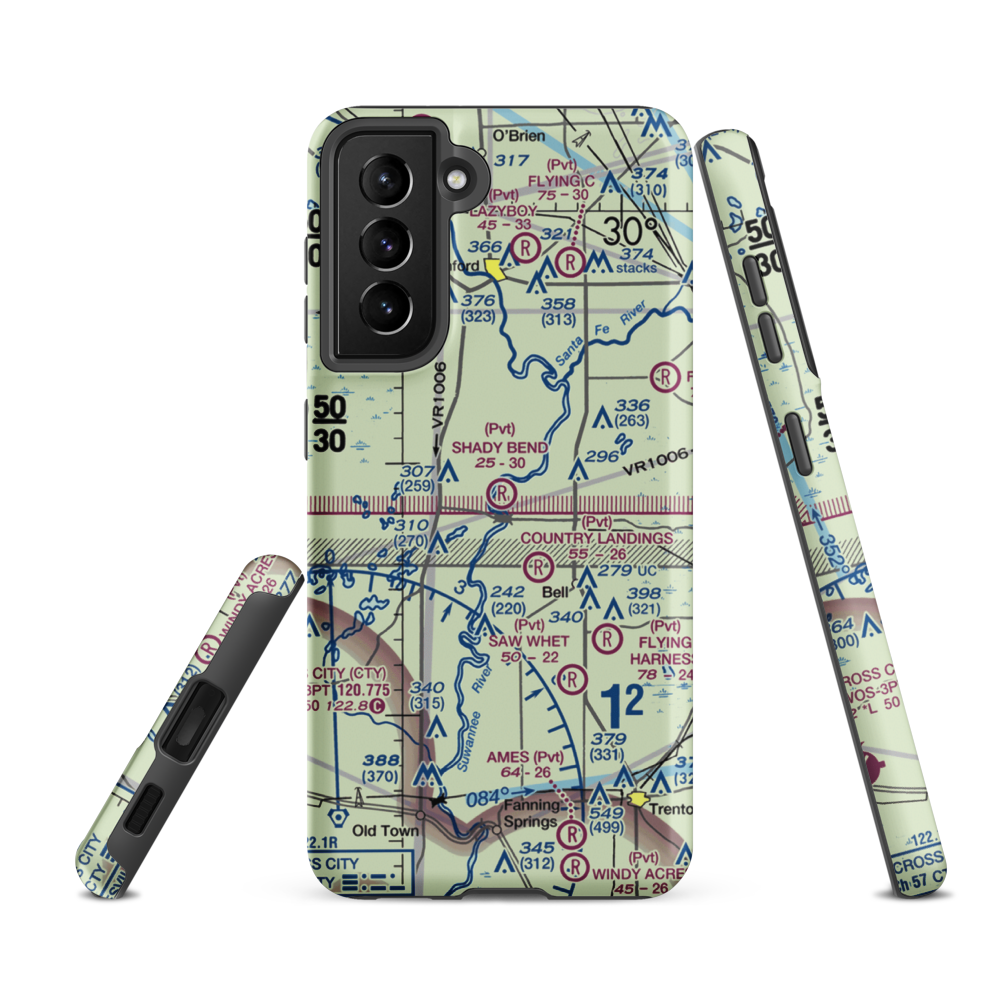 Shady Bend Airport (9FL5) VFR Sectional Samsung Phone Case Samsung Galaxy S21 FE model shown