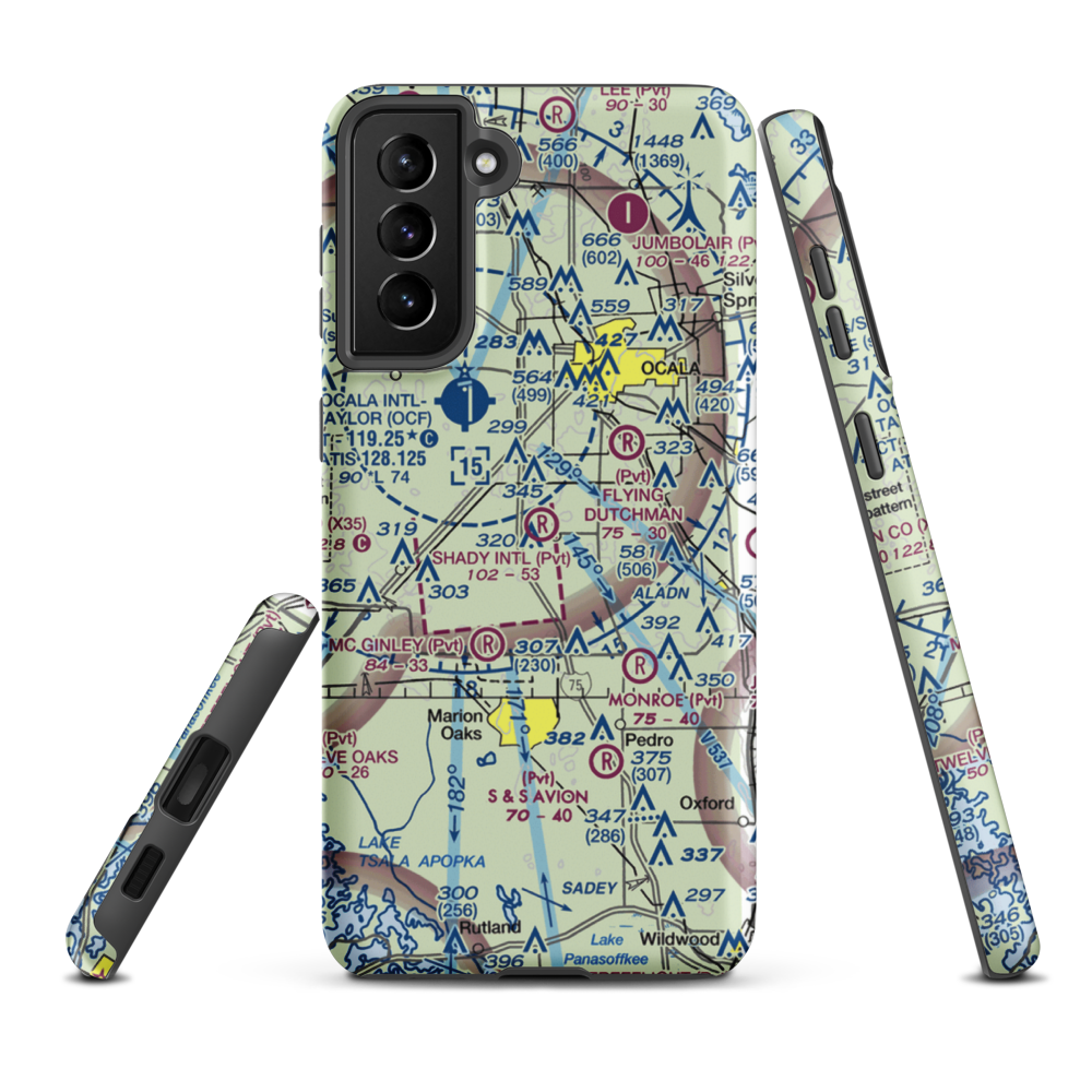 Shady International Airport (FA49) VFR Sectional Samsung Phone Case Samsung Galaxy S21 Plus model shown