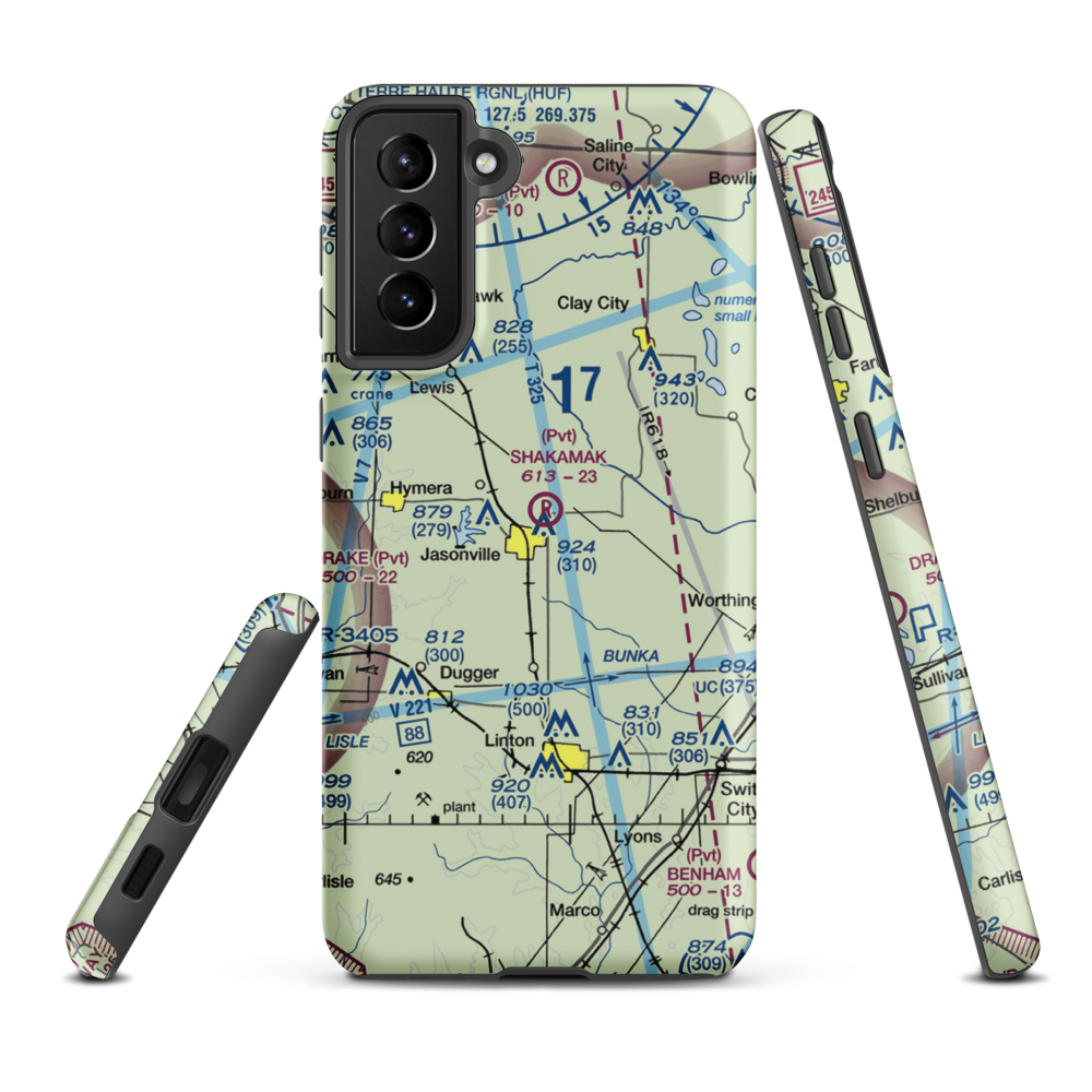 Shakamak Airport (IN08) VFR Sectional Samsung Phone Case Samsung Galaxy S21 FE model shown