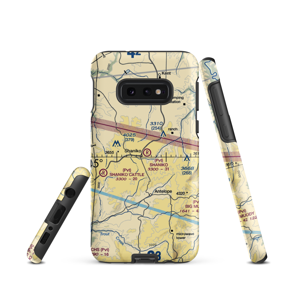 Shaniko Ranch Airport (9OR1) VFR Sectional Samsung Phone Case Samsung Galaxy S10e model shown